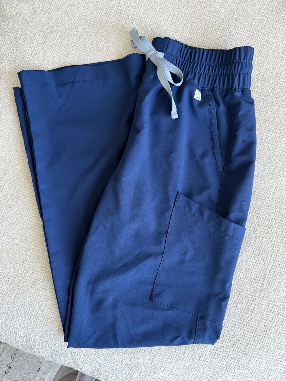 Navy Straight Leg Scrub Pants with Drawstring